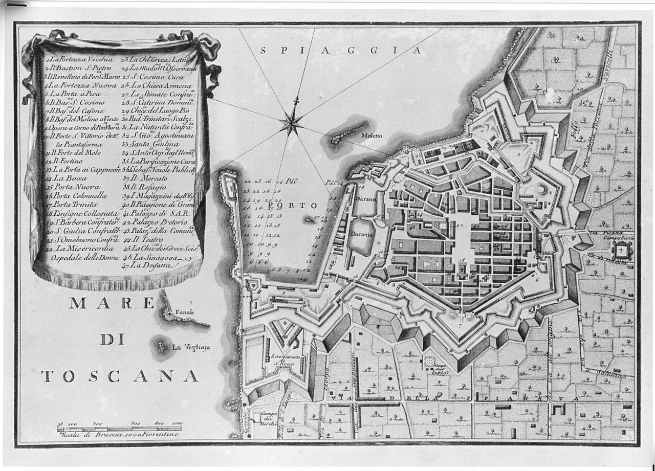 Pianta topografica della città di Livorno con il porto - Palazzo Pitti, Firenze